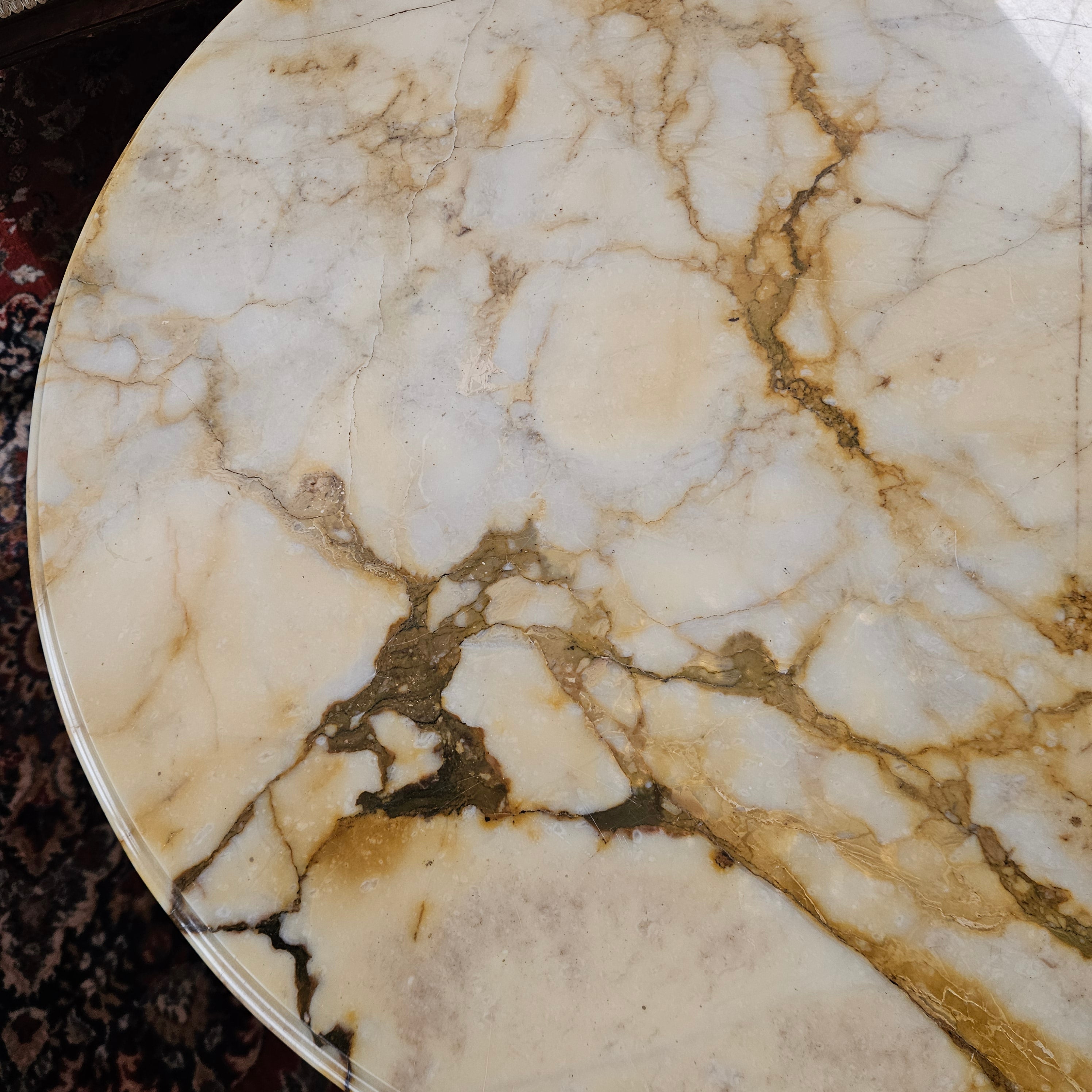 French Marble Top Round Coffee Table | Antique & Vintage | Moonee Ponds Antiques | Australia Wide