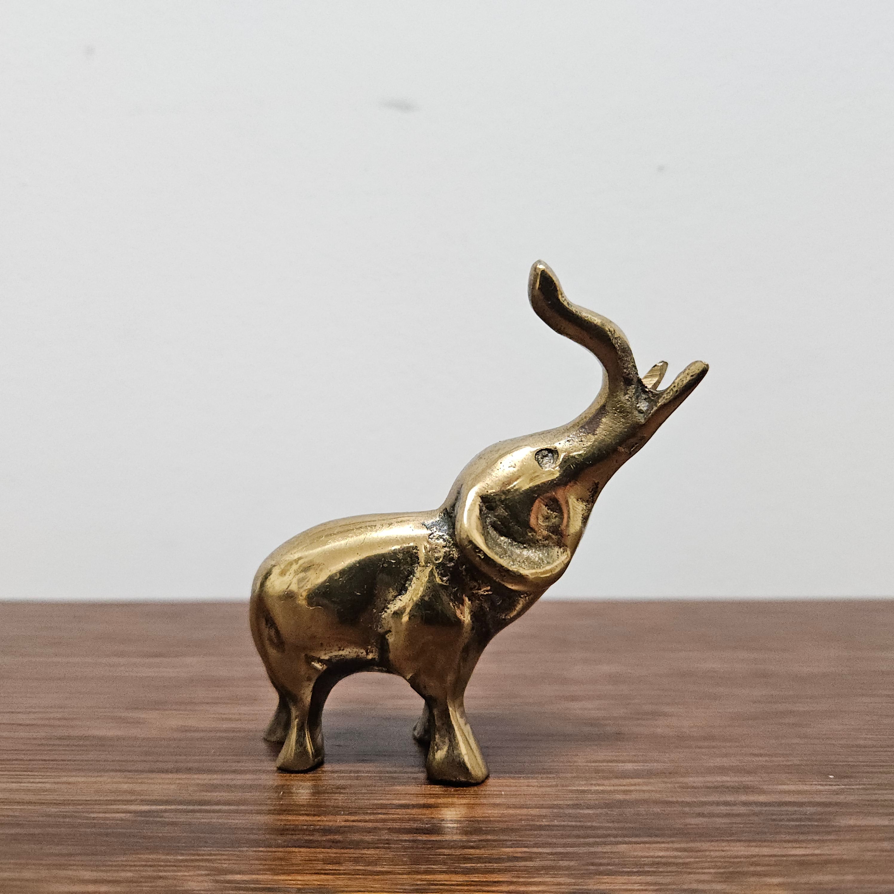 Vintage Brass Elephant With Raised Trunk | Antique & Vintage | Moonee Ponds Antiques | Australia Wide Delivery