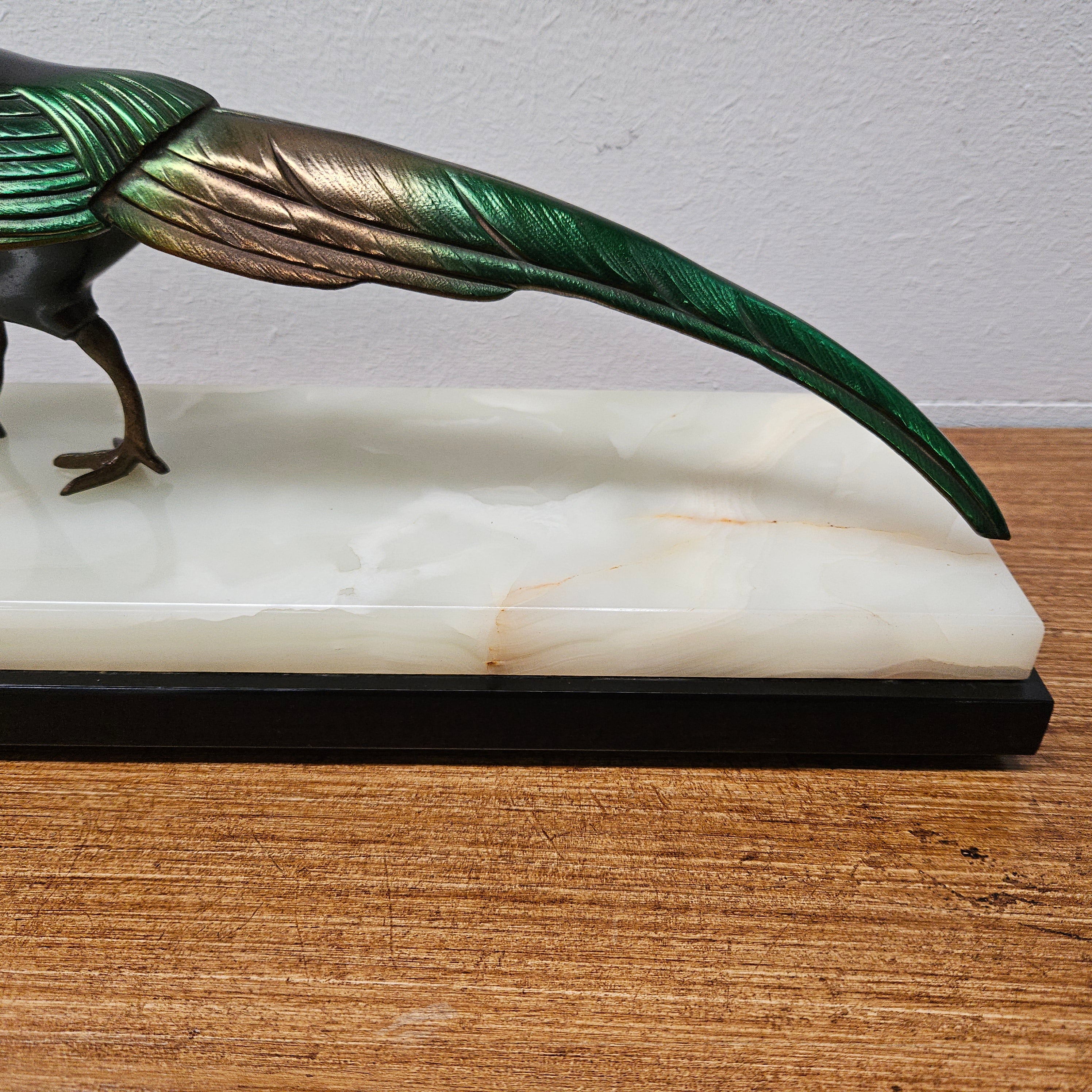 French Art Deco Pair Of Spelter Pheasants On A Marble Plinth | Antique & Vintage | Moonee Ponds Antiques | Australia Wide Delivery