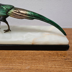 French Art Deco Pair Of Spelter Pheasants On A Marble Plinth | Antique & Vintage | Moonee Ponds Antiques | Australia Wide Delivery