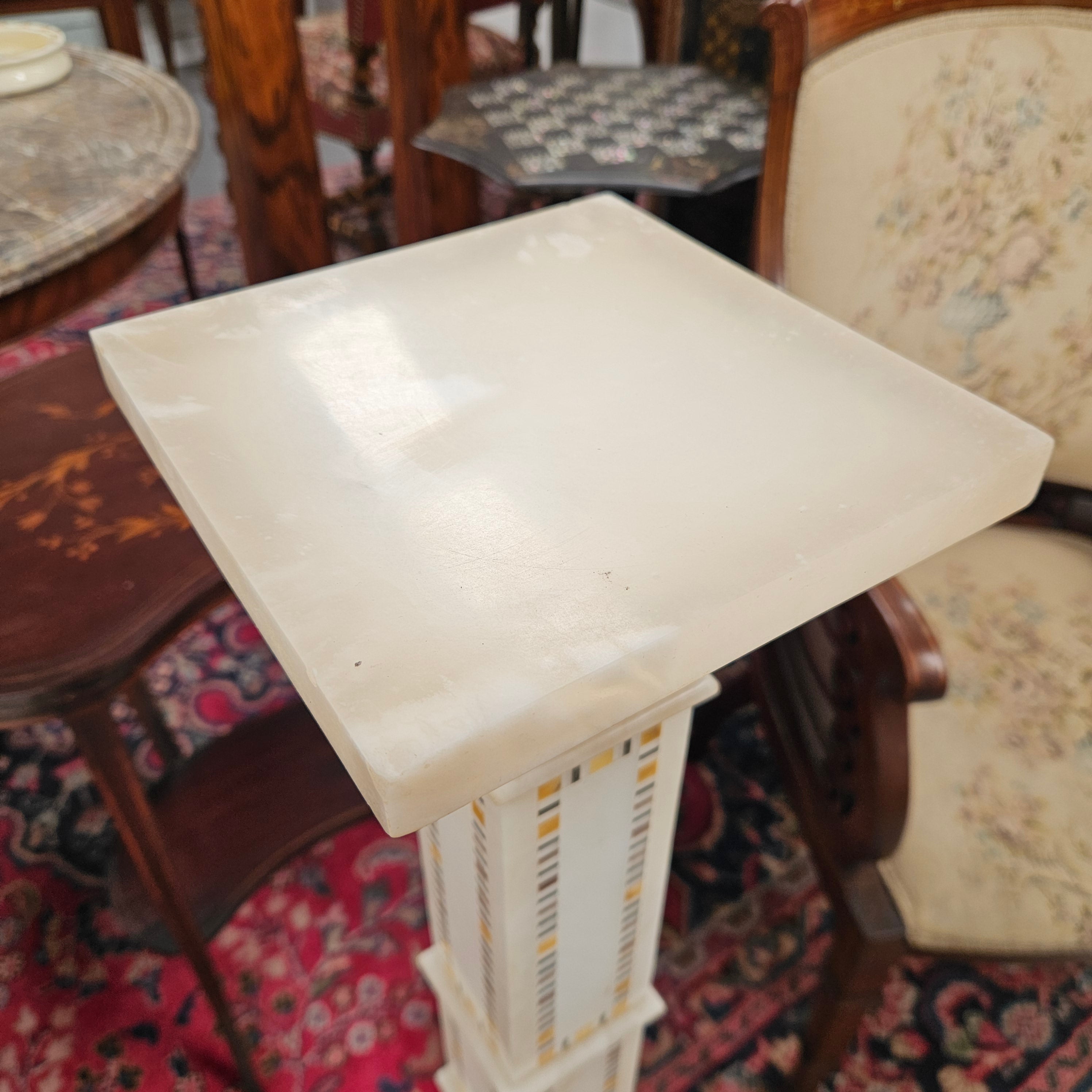 Antique Pietra Dura Alabaster Pedestal | Antique & Vintage | Moonee Ponds Antiques | Australia Wide