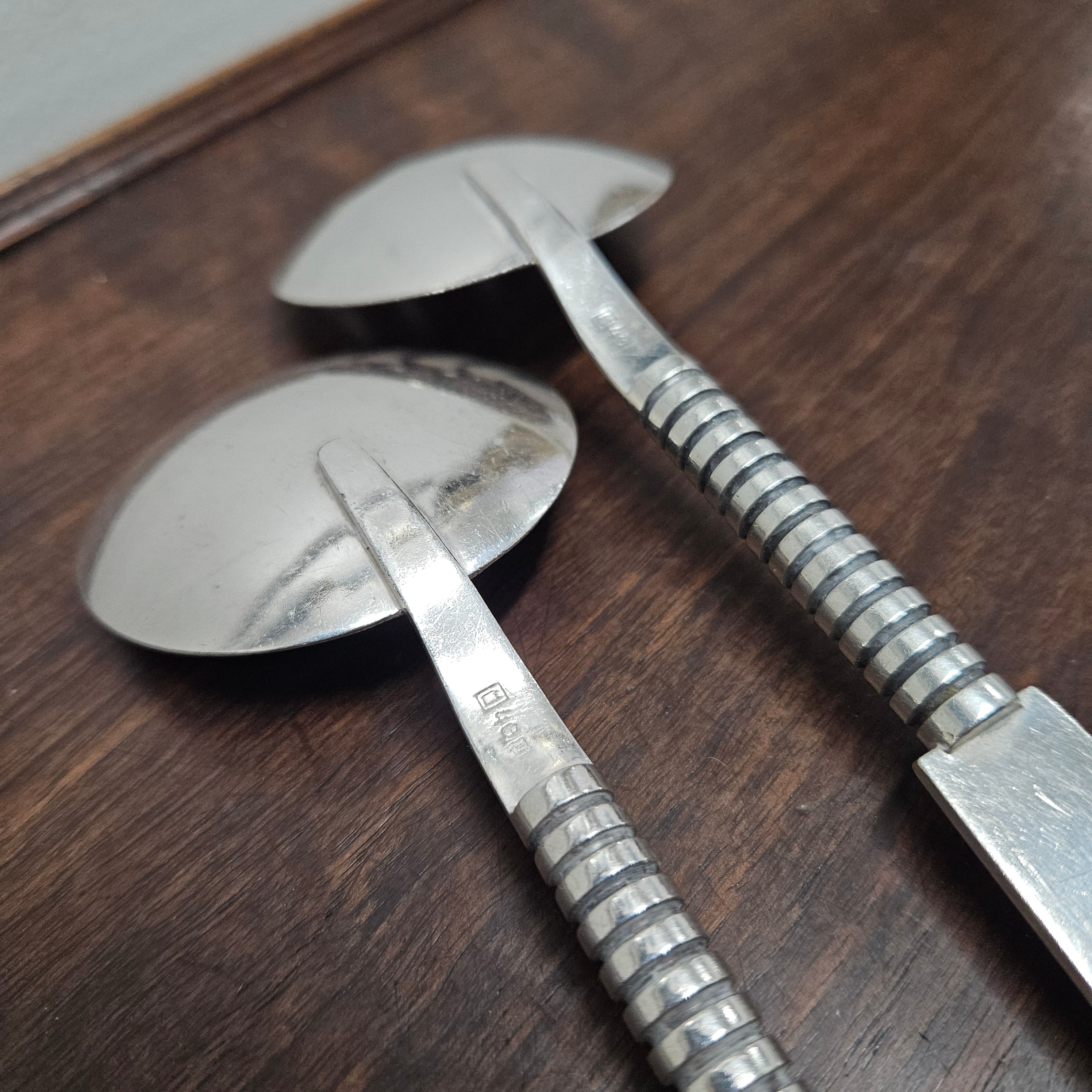 Stylish Mid Century Modern Norwegian Silver (40g Plated) Salad Servers | Antique & Vintage | Moonee Ponds Antiques | Australia Wide Delivery