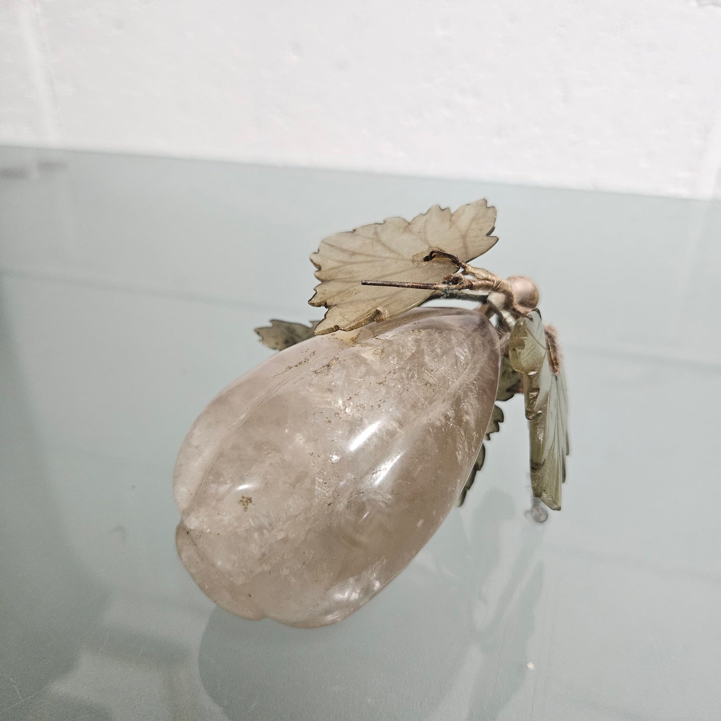 Vintage Carved Jade & Quartz Stone Fruit