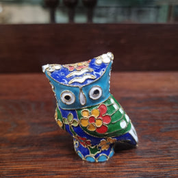 Vintage Cloisonne Enamel Owl