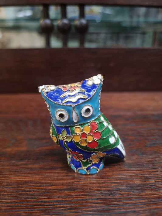Vintage Cloisonne Enamel Owl