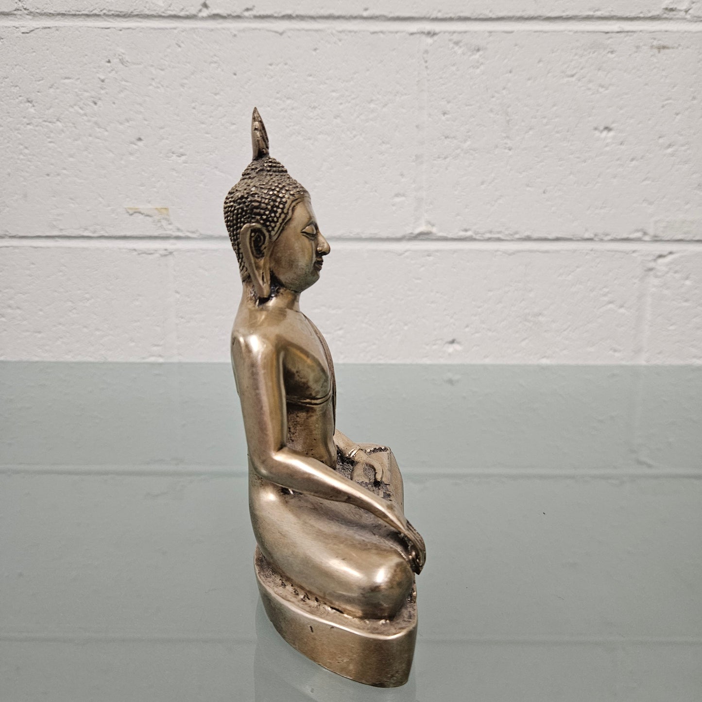 Silvered Bronze Thai Buddha Statue