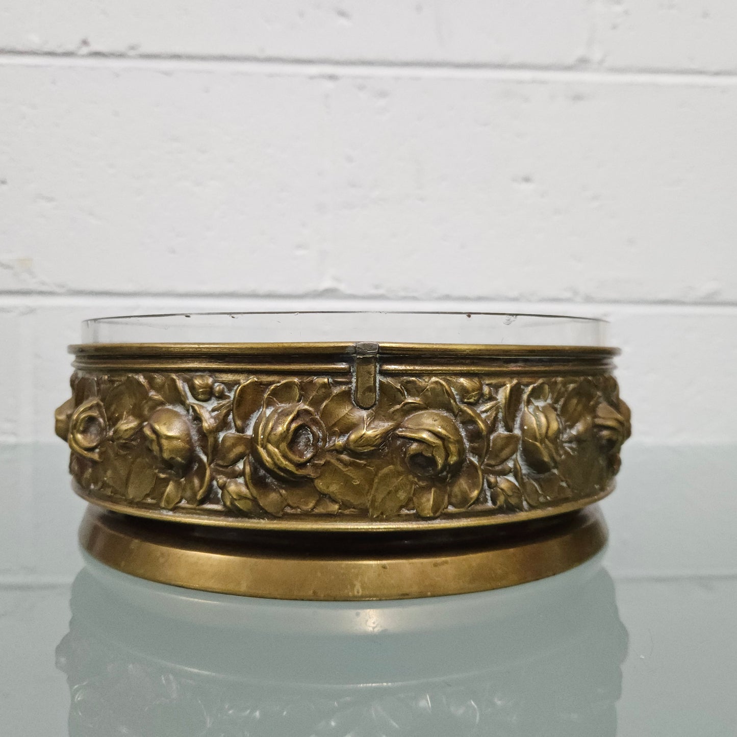 Brass & Cut Glass Insert Serving Bowl