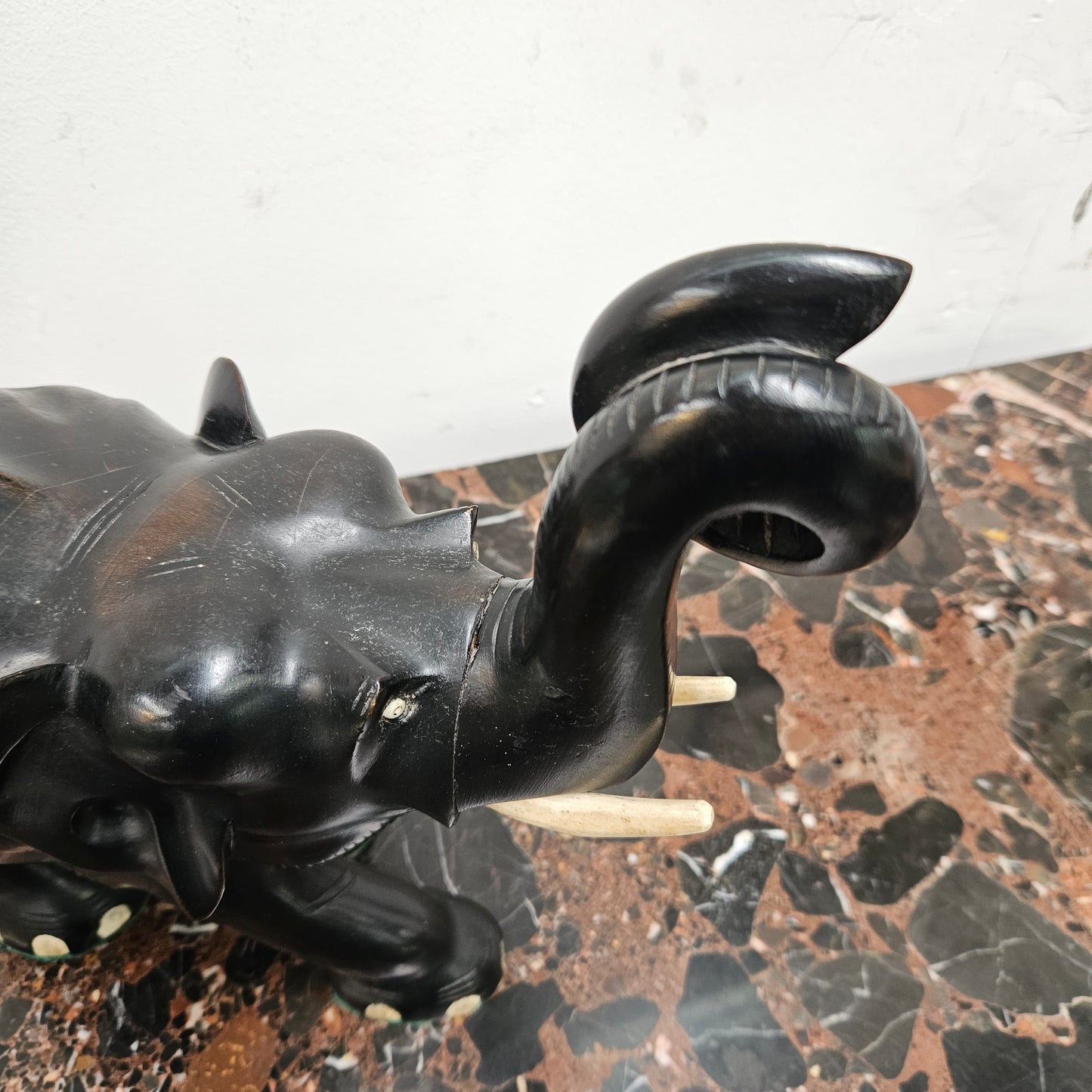 Vintage Ebony/Bone Elephant