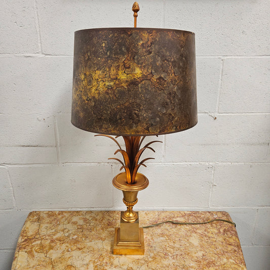 Vintage Designer Gilt Brass Table Lamp By Maison Charles for Boulanger