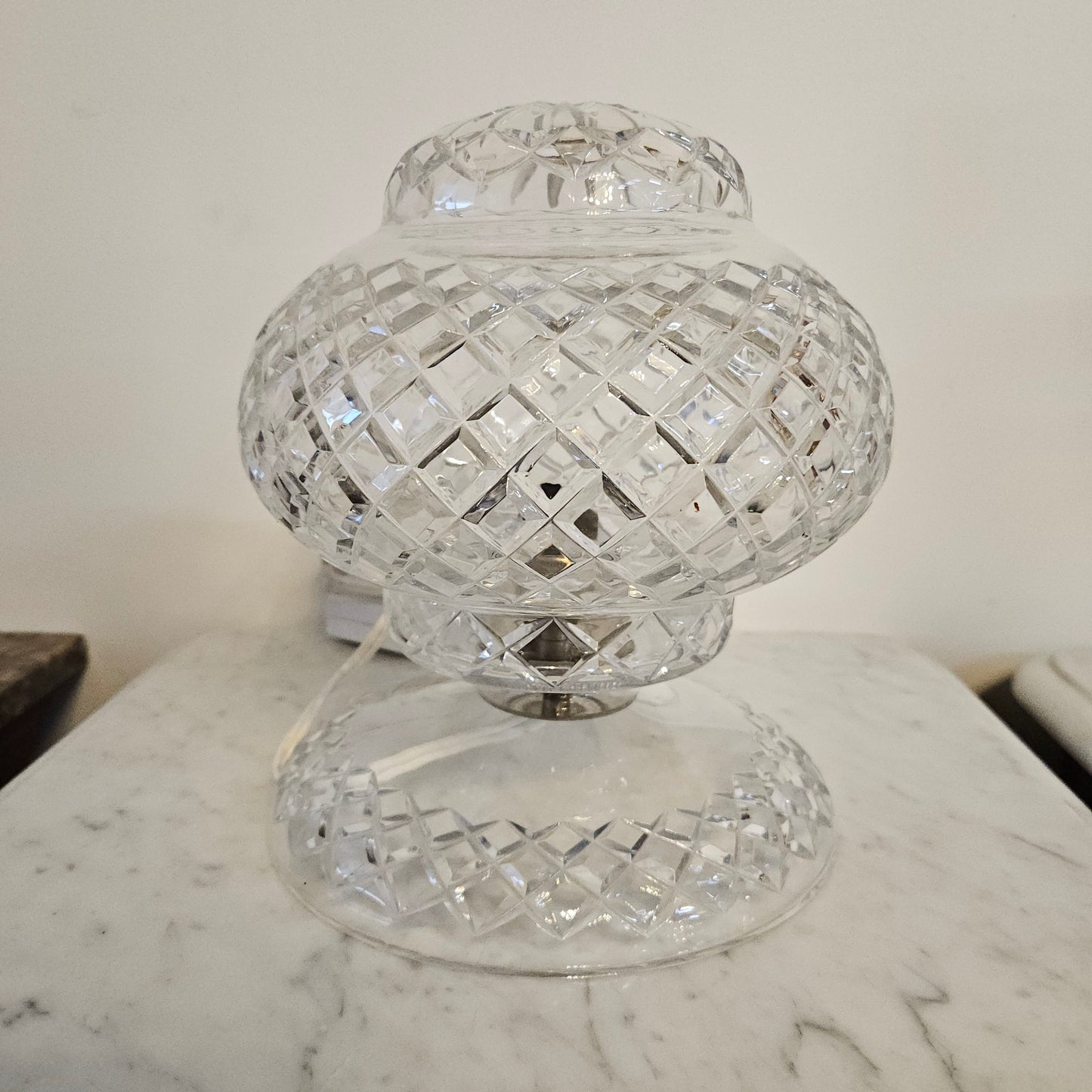 Vintage Art Deco Bohemian Crystal Bedside Lamp