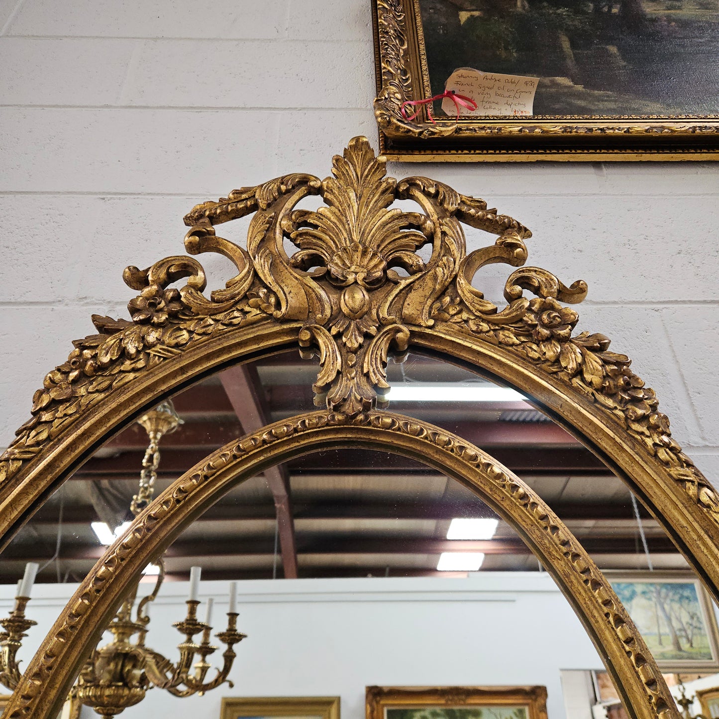 Rare Decorative Late 19th Century Oval Gilt Cushion Mirror