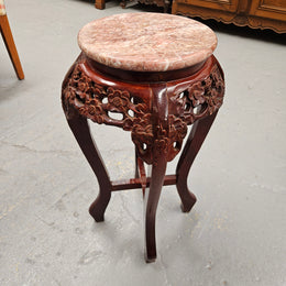Vintage Marble Top Chinese Pedestal