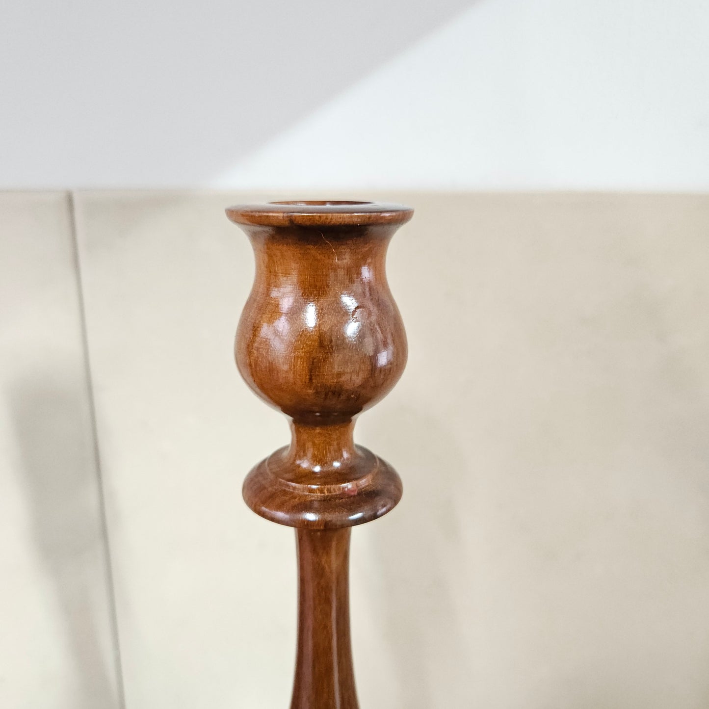 Pair Vintage Walnut Candlesticks