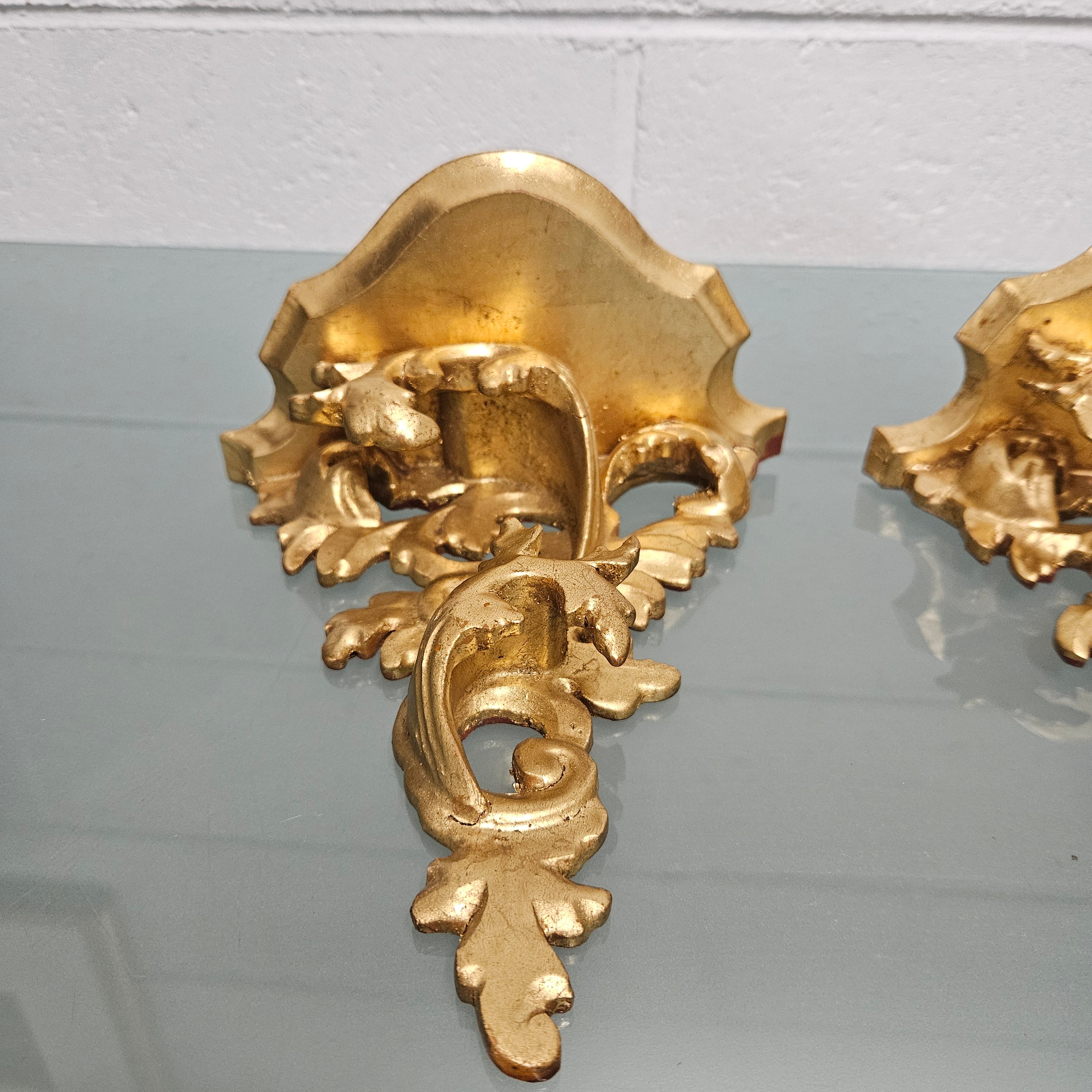 Pair Of Gilt & Wood Carved Wall Shelf Brackets | Antique & Vintage | Moonee Ponds Antiques | Australia Wide Delivery