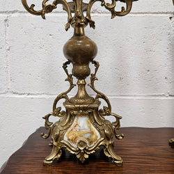 Pair of Vintage Brass & Porcelain Candlesticks | Antique & Vintage | Moonee Ponds Antiques | Australia Wide Delivery