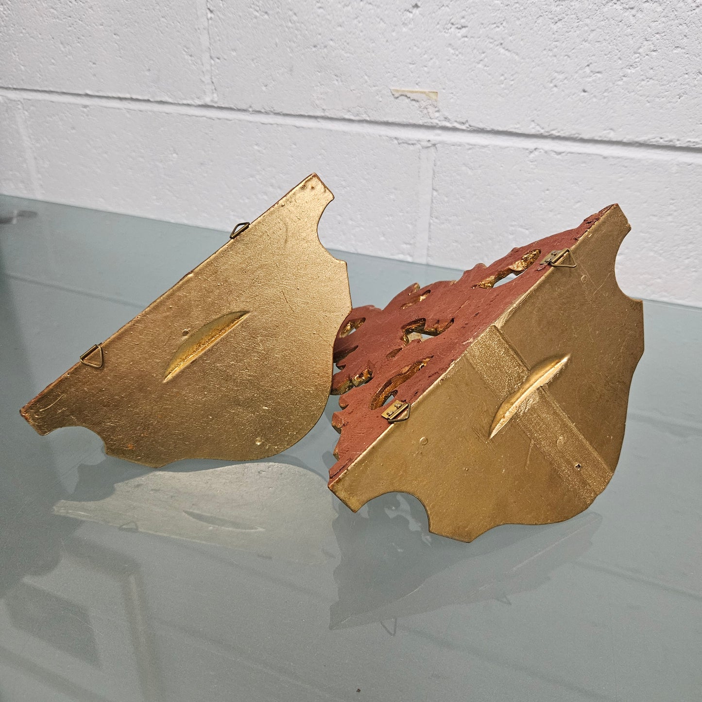 Pair Of Gilt & Wood Carved Wall Shelf Brackets