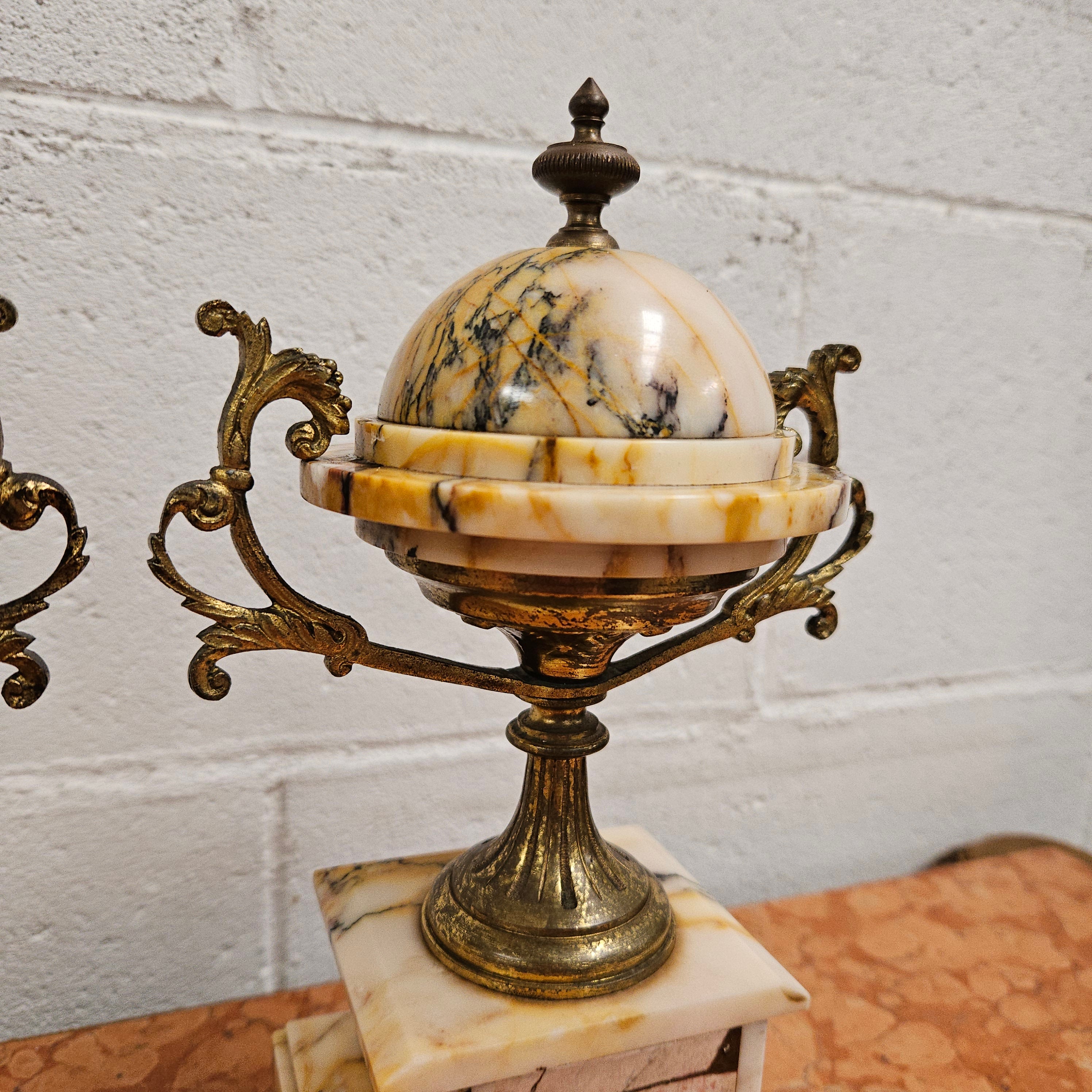 Elegant French Marble & Gilt Brass Cassolettes | Antique & Vintage | Moonee Ponds Antiques | Australia Wide Delivery