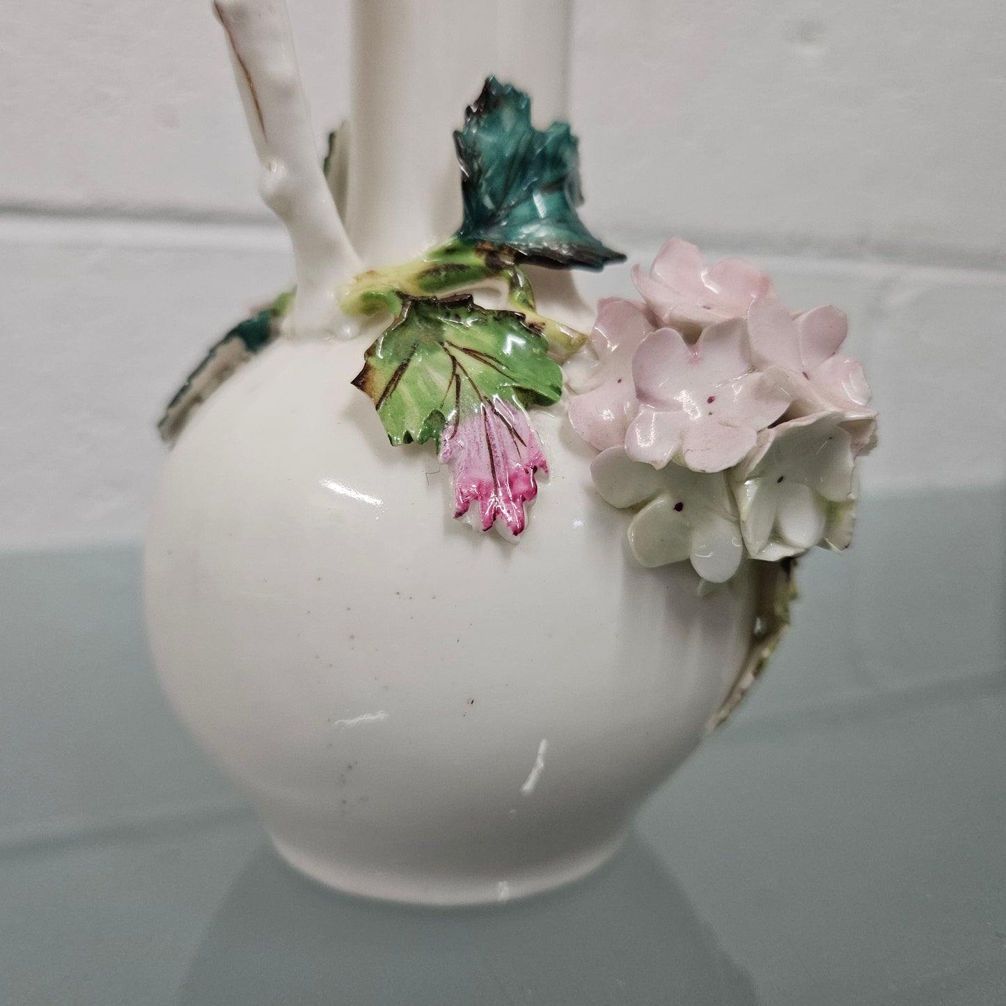 Antique Vase / Jug With Applied Floral Decoration