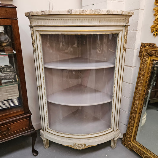 Louis XVI Style Signed Paris Marble Top Corner Cabinet