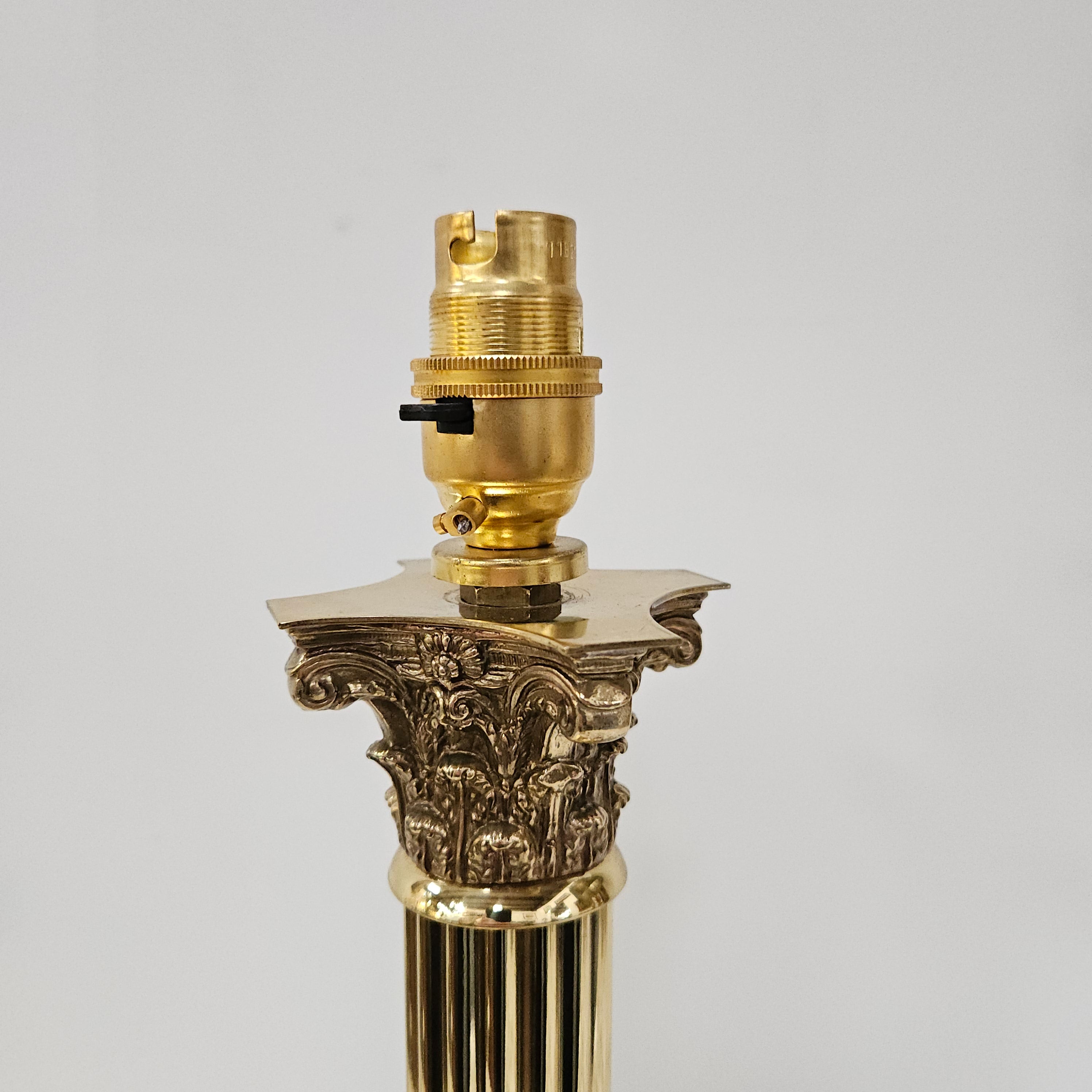 Vintage Brass Corinthian Column Electrified Table Lamp