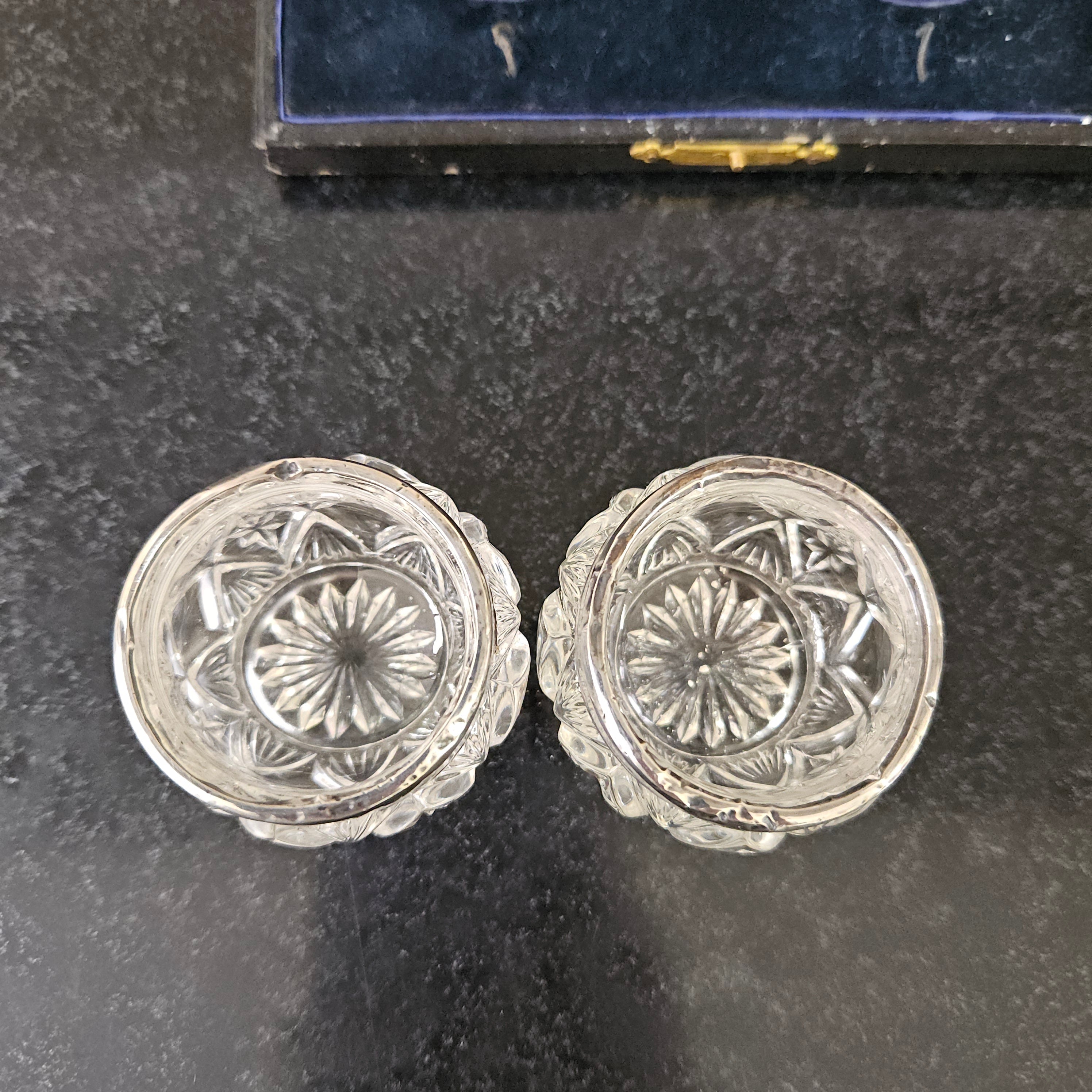 Pair Of Sterling Silver/Crystal Salts | Antique & Vintage | Moonee Ponds Antiques | Australia Wide Delivery