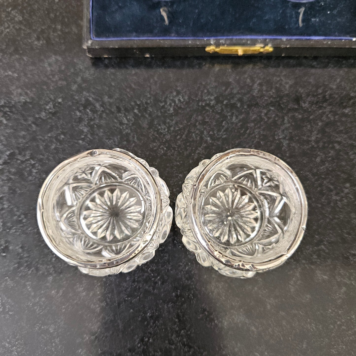 Pair Of Sterling Silver/Crystal Salts