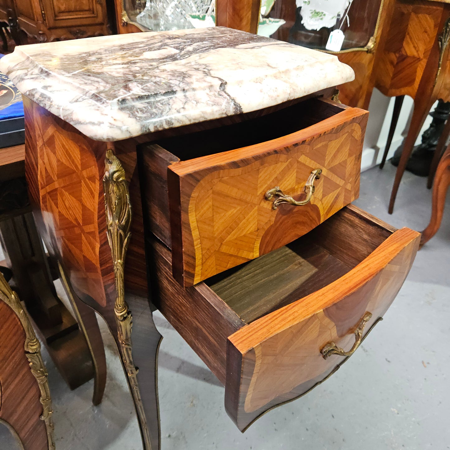 Louis XV Style Miniature Commode Marble Top Bedsides