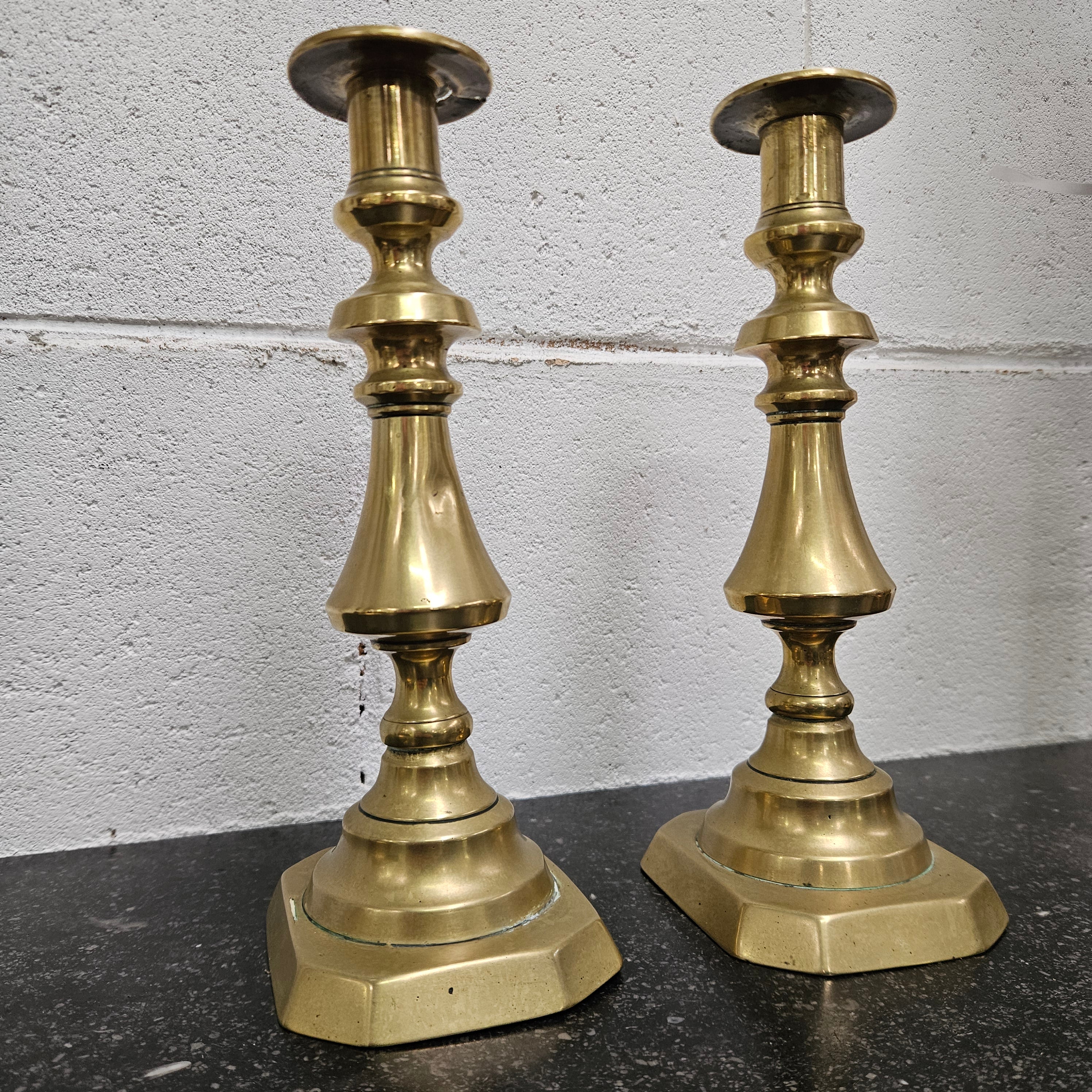 Pair of Mid 19th Century English Brass Candlesticks | Antique & Vintage | Moonee Ponds Antiques | Australia Wide Delivery