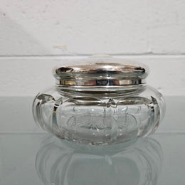 Antique Cut Glass & Sterling Silver Lid Bowl