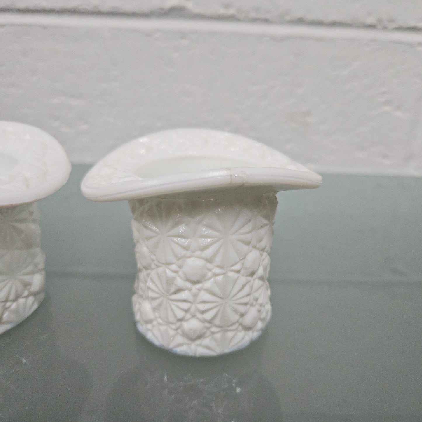 Pair of Fenton Milk Glass Top Hats