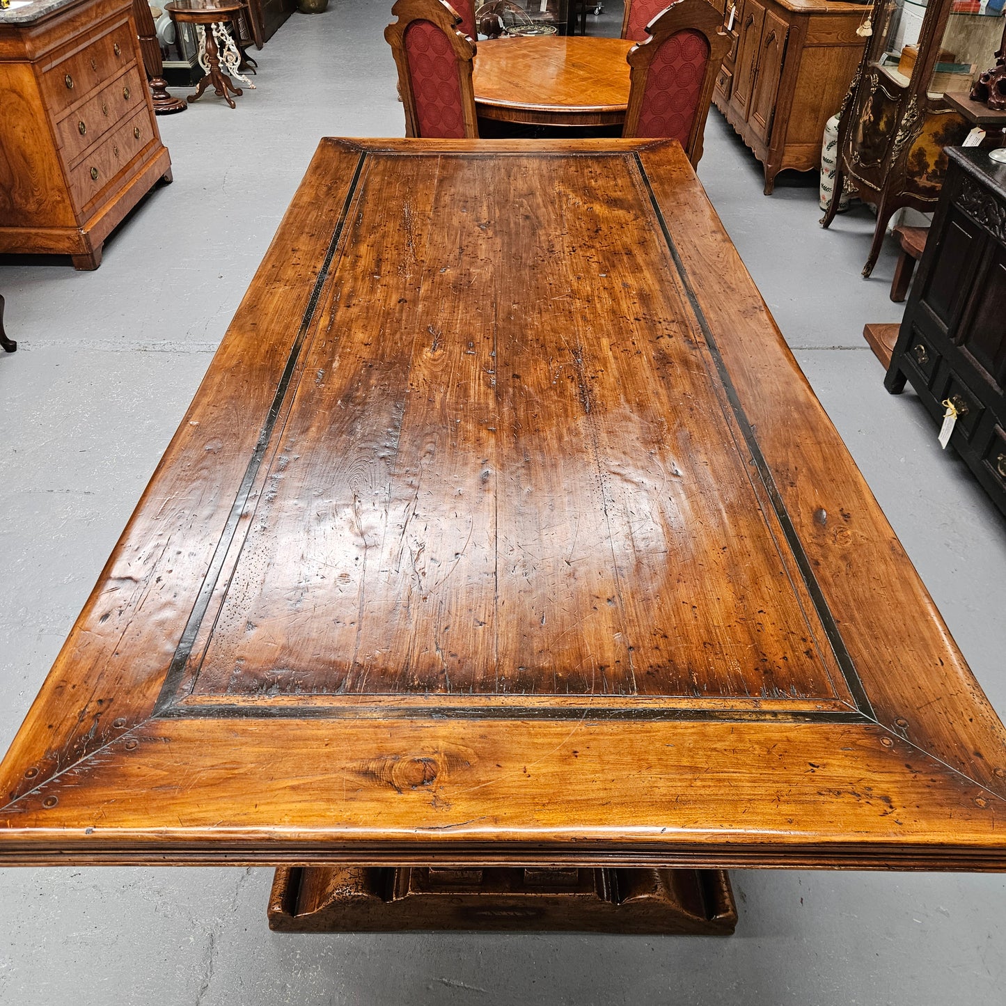 French Elm Farmhouse Style Dining Table