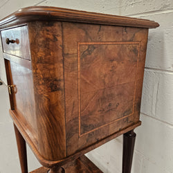 French Figured Walnut Marble Top Bedside | Antique & Vintage | Moonee Ponds Antiques | Australia Wide Delivery