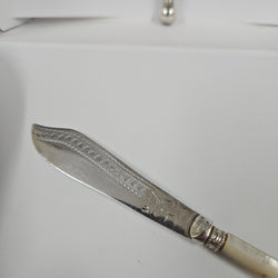 Pair Antique Mother Of Pearl & Silver Plate Butter Knives | Antique & Vintage | Moonee Ponds Antiques | Australia Wide Delivery