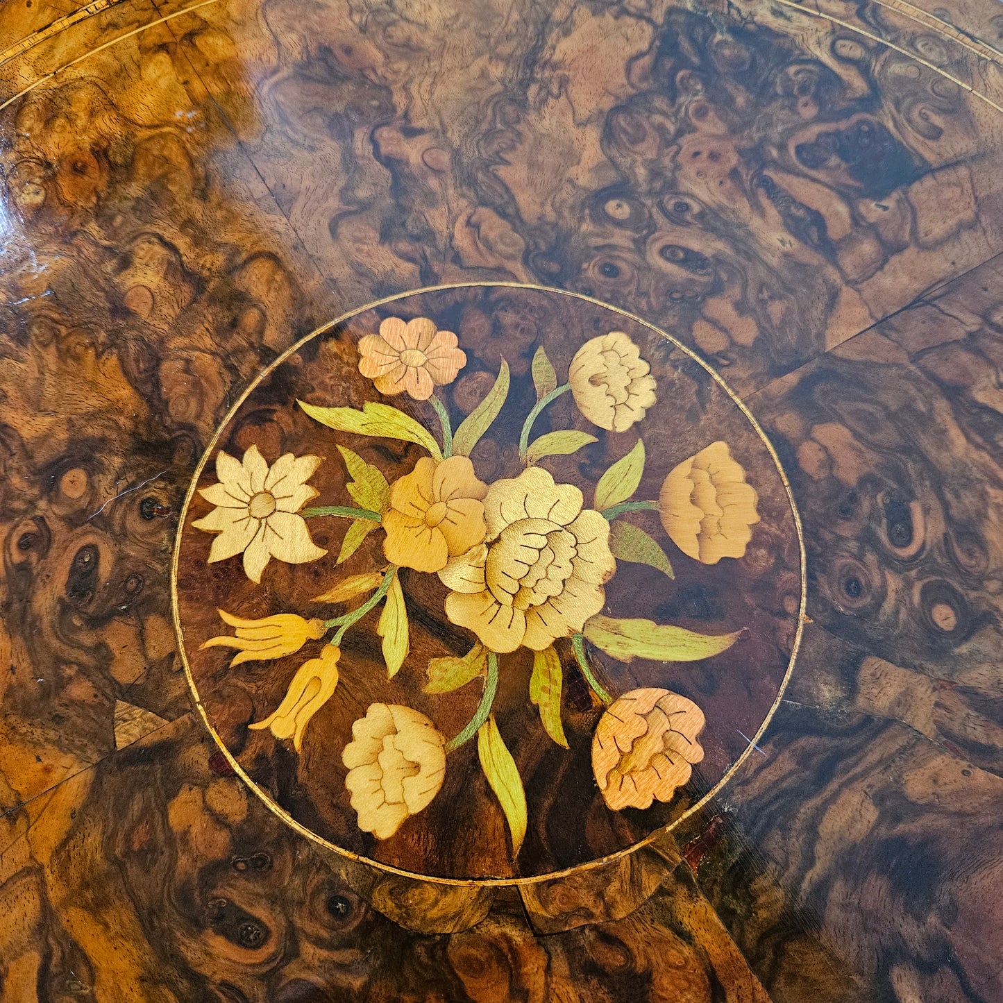 Victorian Floral Inlaid Occasional Table