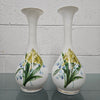 Pair Of Hand Painted Antique Milk Glass Vases Featuring Daffodils | Antique & Vintage | Moonee Ponds Antiques | Australia Wide Delivery