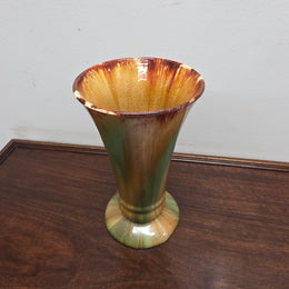 1930s Cornwell Brunswick Pottery Green & Brown Drip Glaze Vase