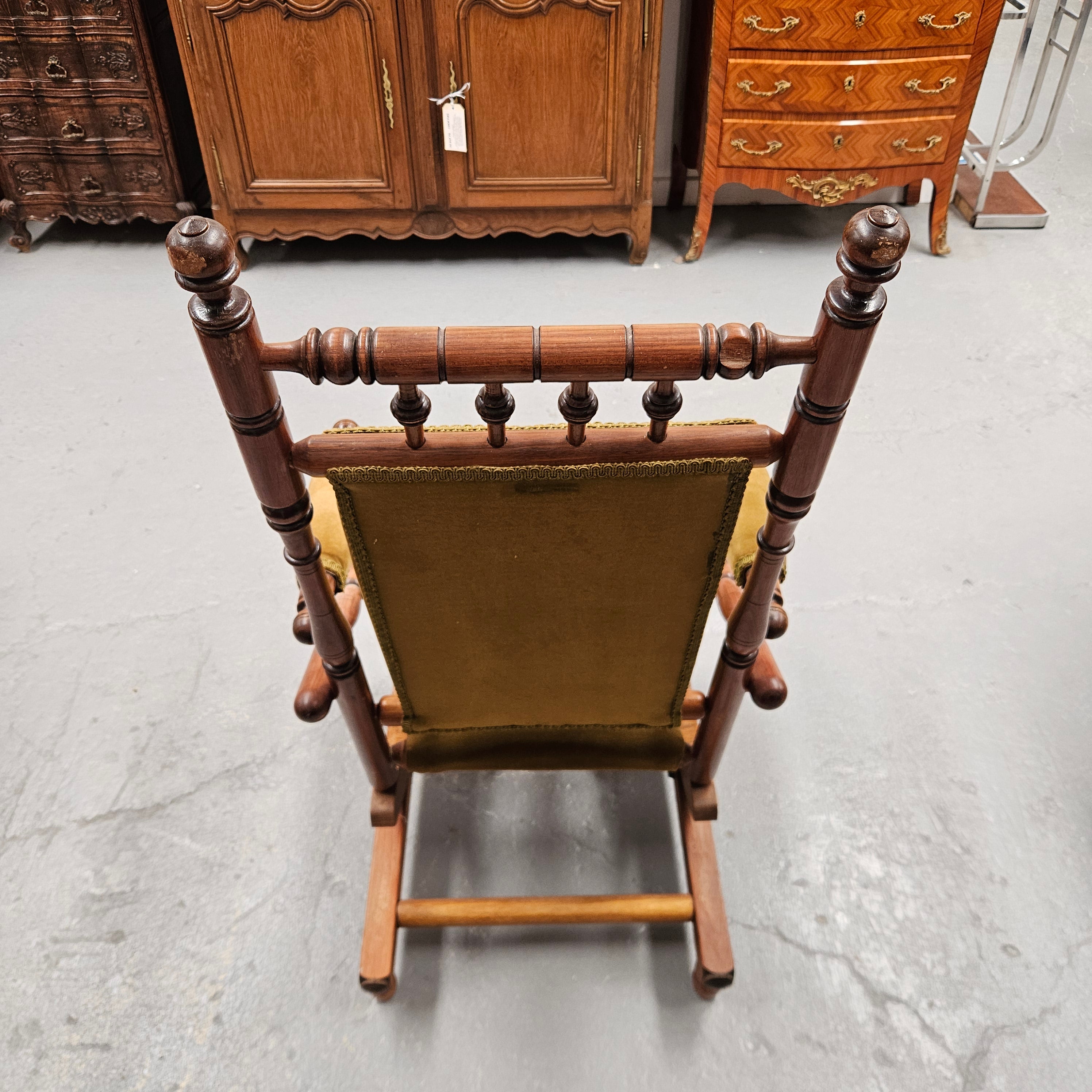 Edwardian Walnut Upholstered Rocking Chair | Antique & Vintage | Moonee Ponds Antiques | Australia Wide Delivery