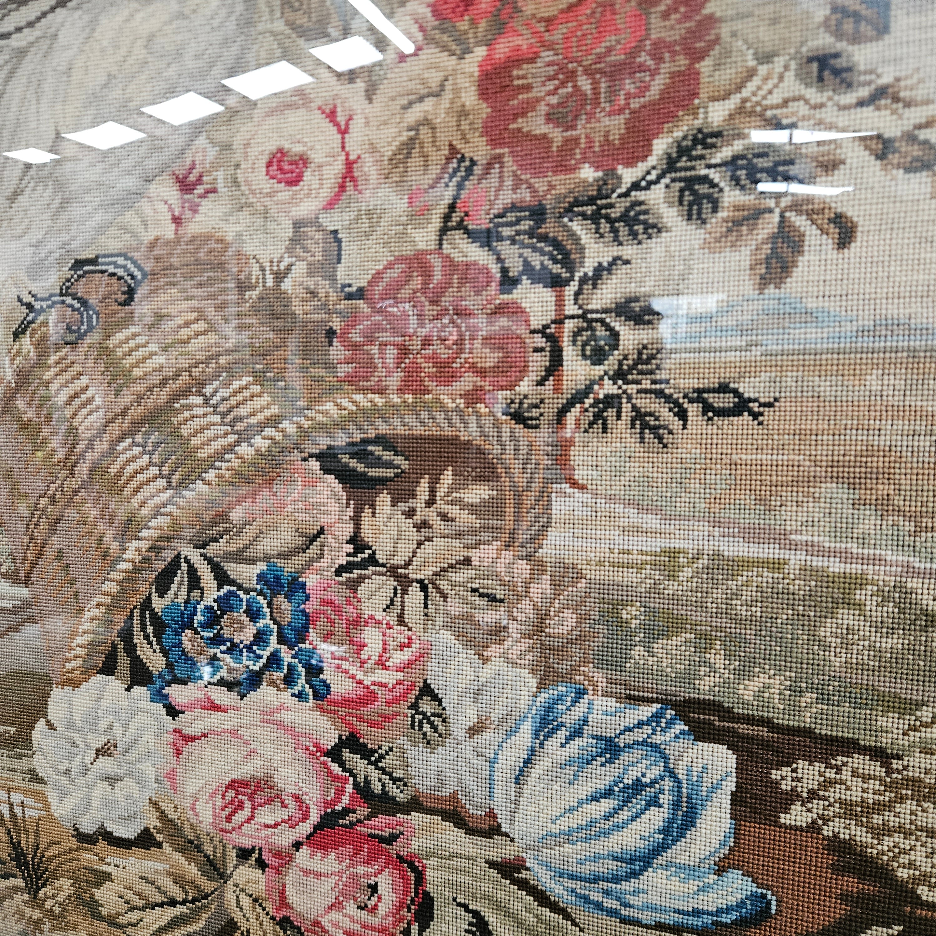 Victorian Tapestry in Glass and Gilt Wooden Frame | Antique & Vintage | Moonee Ponds Antiques | Australia Wide