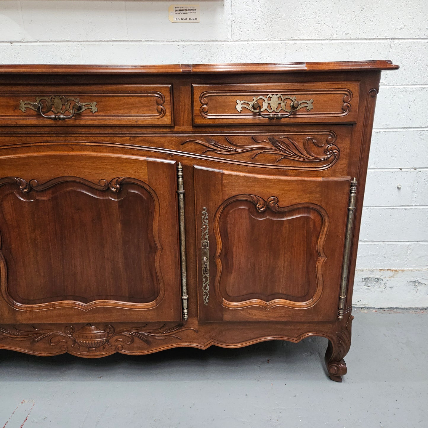 Louis XV Style Walnut Sideboard With Three Drawers & Three Doors