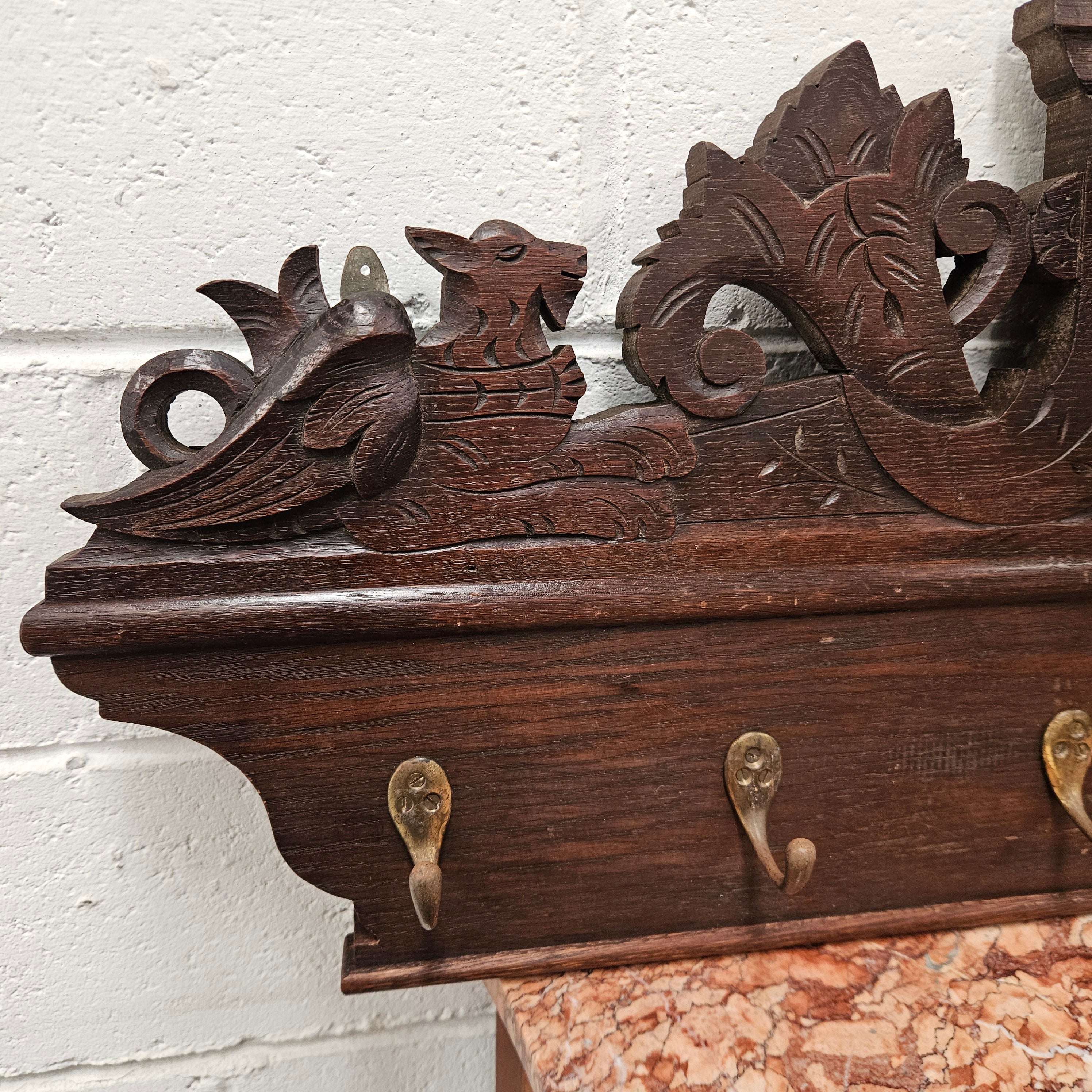 Antique Dark Oak Hand Carved Wall Rack | Antique & Vintage | Moonee Ponds Antiques | Australia Wide