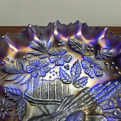 Superb Electric Blue Carnival Glass Bowl Northwood Peacocks | Antique & Vintage | Moonee Ponds Antiques | Australia Wide Delivery
