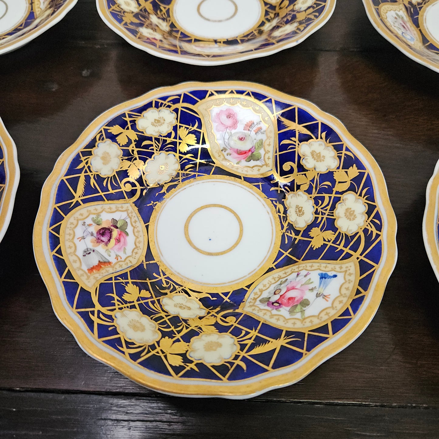 Ridgway Regency Period 6 Hand Painted & Gilded Cups & Saucers