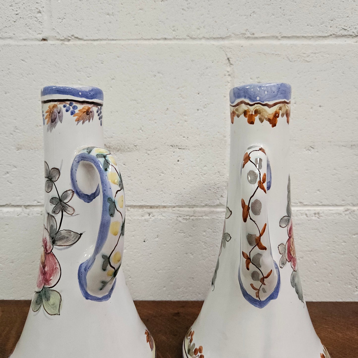 Pair of Hand Painted Portguese Pottery Coimbra Jug/Vases