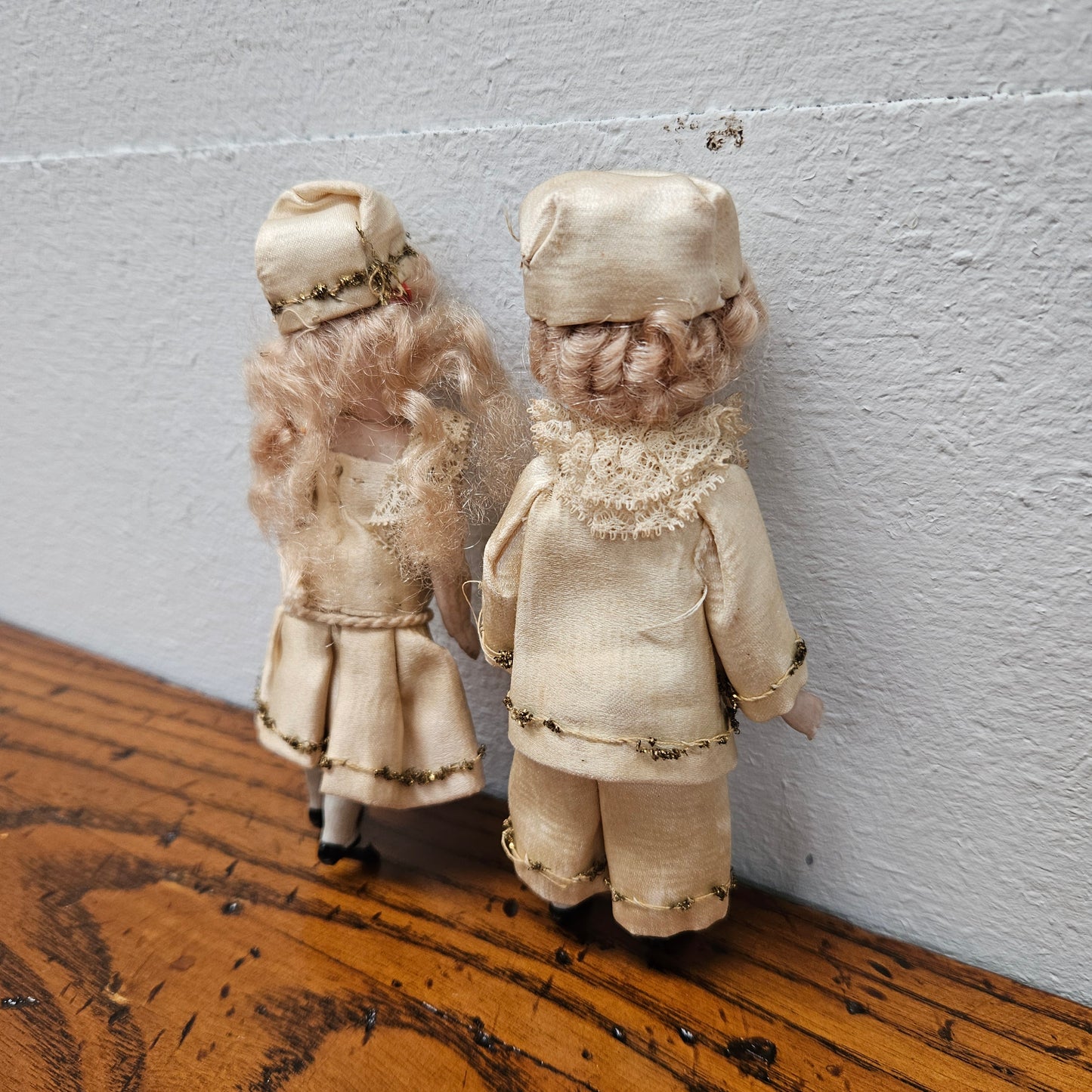 Pair Antique French Miniature Bisque Dolls