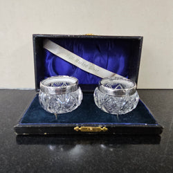 Pair Of Sterling Silver/Crystal Salts | Antique & Vintage | Moonee Ponds Antiques | Australia Wide Delivery