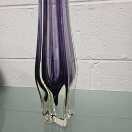 Tall Murano "Somerso" Amethyst & Clair Glass Vase