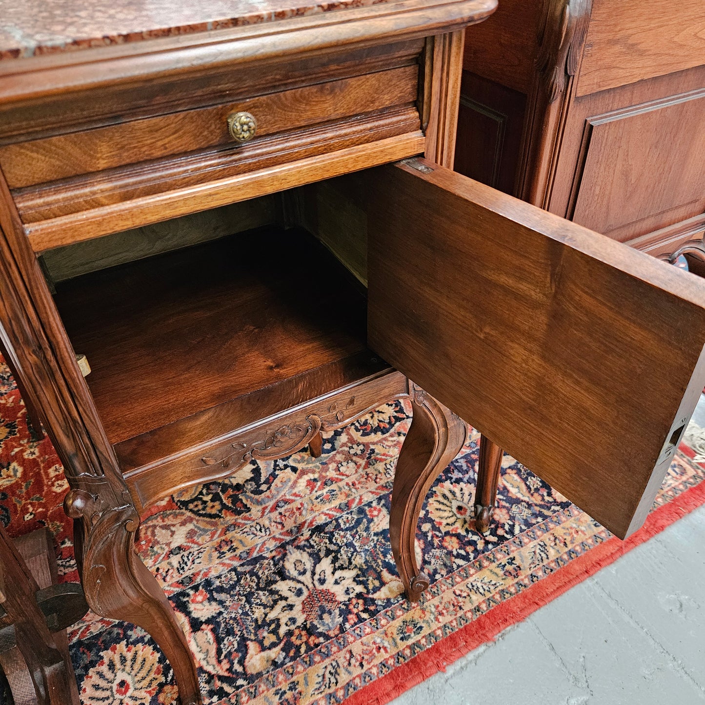 Louis XV Style Walnut Bedside Cabinet