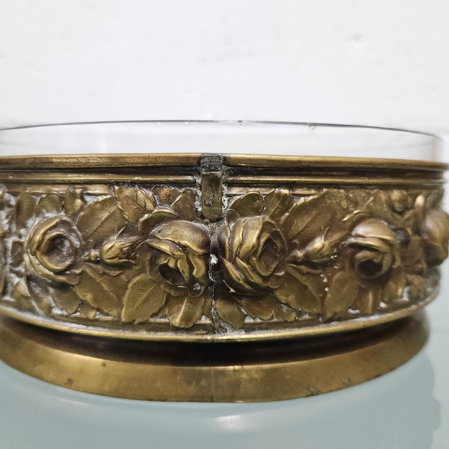 Brass & Cut Glass Insert Serving Bowl