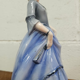 German Porcelain Figurine of a Lady in Blue Dress