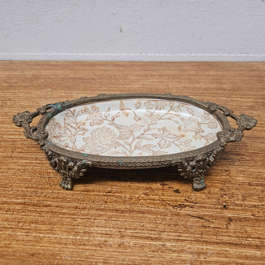 Vintage China & Brass Soap Dish